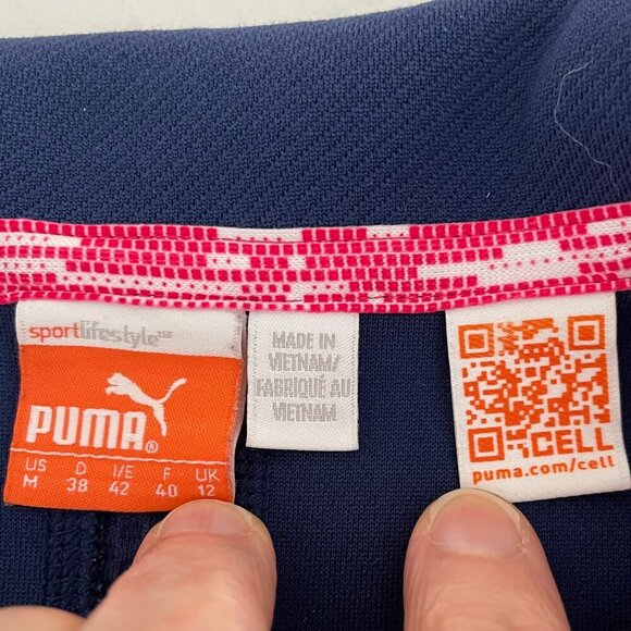 Puma Sport Lifestyle Dry Cell SS 3 Button Poly Polo Shirt Navy + White Accent M - Picture 7 of 12